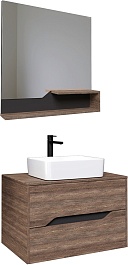 Grossman Мебель для ванной Лайф 80 подвесная винтажное дерево темное/графит – фотография-1